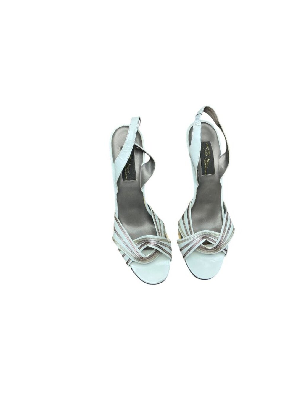 Sesto Meucci Cream Leather Strappy Heels Slingback Sandals Made in Italy Women’s